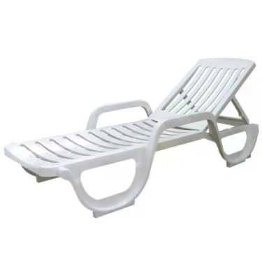 Imagem de Espreguiçadeira Pitangui com Rodas de Plástico Reclinável para Piscina Branca Antares