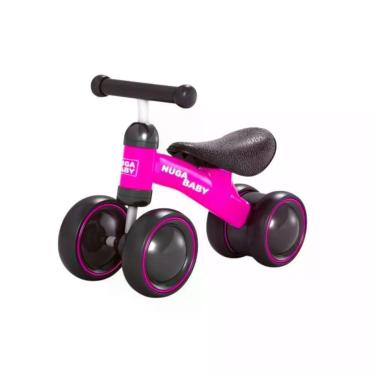 Imagem de Bicicleta Infantil Nuga sem Pedal 4 Rodas Rosa para Criança Partir de 1 Ano com Protetor de Corrente e Garrafinha