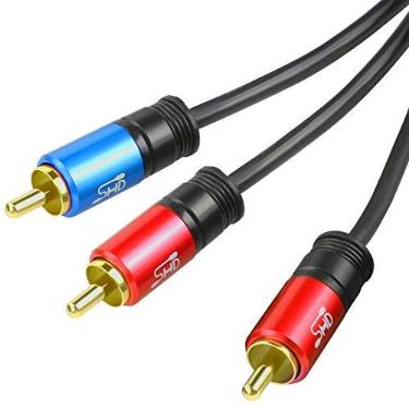 Imagem de Cabo de áudio subwoofer SHD RCA para 2RCA, adaptador RCA Y de qualidade de som premium, blindado duplo com conectores banhados a ouro, 20Feet