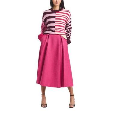 Imagem de Derek Lam 10 Crosby Saia midi plissada Fenella Tweed, Rosa francesa, 36