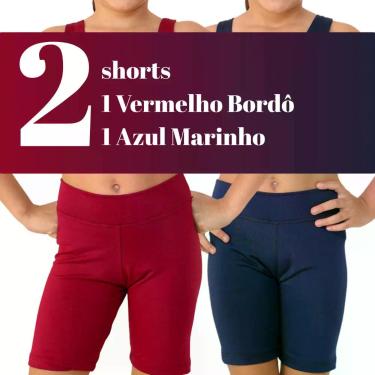 Imagem de Kit com 2 Shorts infantis- JinkingStore para meninas lisa básica, Verm