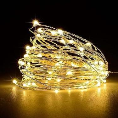 Imagem de Arame Led Fio Fada Fio de Micro Led String Light Cordão Luz Branco Frio Branco Quente 10m 100 Leds/Lâmpadas A Pilha Branco Quente UTILY