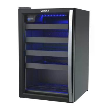Imagem de Adega Venax Piubella 24 Garrafas Porta Vidro Duplo Preto com Iluminação LED 220V