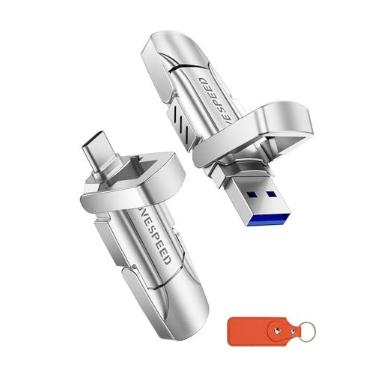 Imagem de Pen drive de estado sólido MOVE SPEED 1 TB, 570 MB/s de alta velocidade, entrada dupla tipo C + USB 3.2, pen drive compatível com iPhone 15 e 16/telefone Android/MacBook/áudio/Smart TV