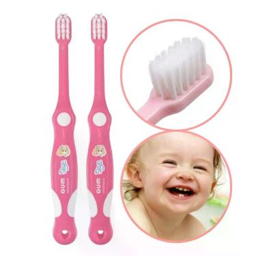 Imagem de Kit Escova de Dente Infantil Gum Baby Patrulha Canina Extra Macia para Bebê 3 a 24 Meses Rosa com 2 Unidades