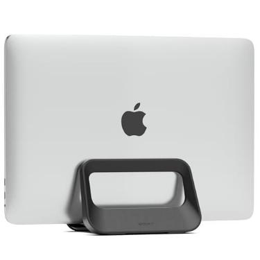 Imagem de Suporte vertical para laptop para mesa, base de plástico para laptop com proteção de silicone, compatível com todos os MacBook/Surface/Samsung/HP/Dell/Chrome Book (preto)