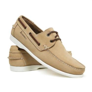 Imagem de Schiareli Mocassim Masculino em Couro Legítimo, Dockside Náutico, Azul Marinho, Marrom e Preto, Antiderrapante, Casual para Caminhada e Uso Diário (Marfim, BR, Adulto, Numérico, 40)