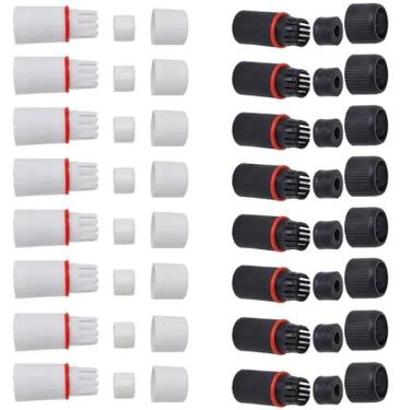 Imagem de ThtRht Conjunto de 16 plugues RJ45 à prova d'água com tampa protetora Ethernet externa à prova de intempéries para PoE combinador adaptador divisor kit injetor de rede IP câmera de segurança NVR Cam