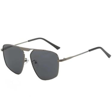 Imagem de Óculos de sol com armação de metal poligonal, feminino, masculino, para dirigir, viajar, verão, UV400 (cinza escuro)