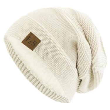 Imagem de Gorro De Inverno Unissex Com Forro De Pelúcia, Chapéu Tricotado Quente