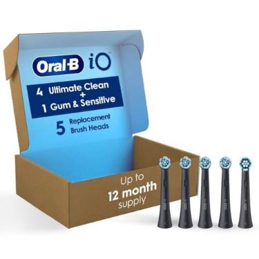 Imagem de Oral-B Cabeças de escova de substituição iO Ultimate Clean, 5 unidades, 4 Ultimate Clean + 1 chiclete e preto sensível