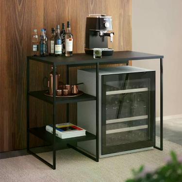 Imagem de Aparador Adega Industrial Bar Barzinho Bourbon Aço Preto 95 Cm