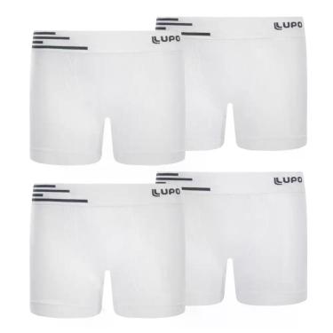 Imagem de Kit 4 Cueca Boxer Infantil Box Microfibra Sem Costura Lupo, Branco, GG