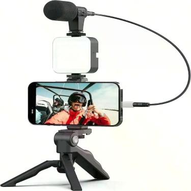 Imagem de Kit Gravação 5 Em 1 Vlog Celular Vídeo Tripé Led Microfone - B-Max