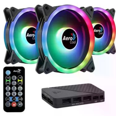Imagem de Kit Com 3 Coolers Aerocool Duo 12 Pro Argb + Hub + Controle [f002]
