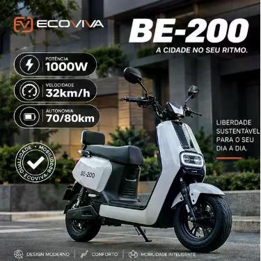 Imagem de Scooter Elétrica BE200 1000W  Autonomia até 80km  Bateria Removível 72