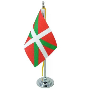 Imagem de Mini Bandeira Mesa País Basco Com 8cm X 5,5cm E 15cm Mastro