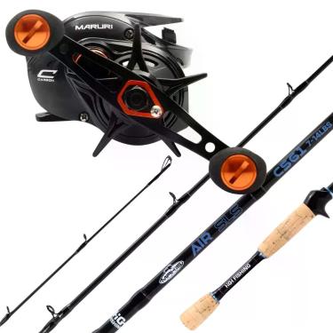 Imagem de Kit Pesca Carretilha Maruri 11 Rol Vara Leve Carbono IM7 Lado da Maniv