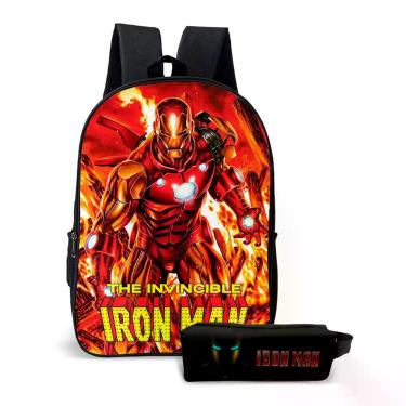 Imagem de Kit Mochila com Estojo Escolar Infantil Homem de Ferro Menino - Use Th