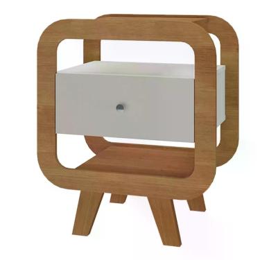 Imagem de Mesa De Apoio 1 Gaveta 65 Cm Porta Usb Arly Cinamomo Off White