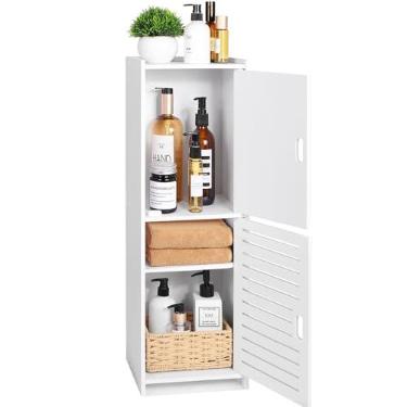 Imagem de YARUKIMA Armário de armazenamento de piso de banheiro, branco