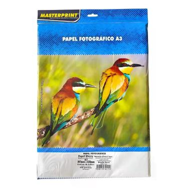 Imagem de Papel Fotográfico Glossy A3 Dupla Face 220g 20 Folhas Branco  Kit 3un 