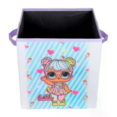 Imagem de Caixa Organizadora Infantil Estampada Boneca LOL 28x30x28cm Organibox,