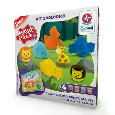 Imagem de Livro com Massa de Modelar o Leão Que Não Queria Ser Rei com 4 Potes e Moldes 3D Estrela