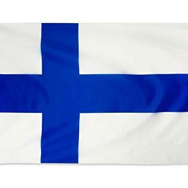 Imagem de Bandeira da Finlândia DANF Bandeira de poliéster finlandês de 1,8 m x 1,8 m Bandeiras nacionais com ilhós de latão de 1,8 x 1,8 m