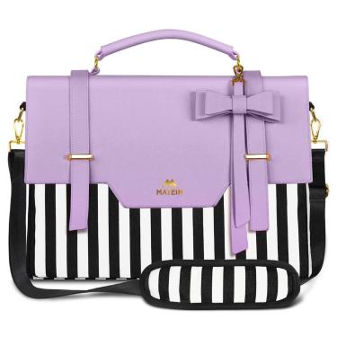 Imagem de Sacola para laptop MATEIN para mulheres de 15,6" com bolso RFID roxo