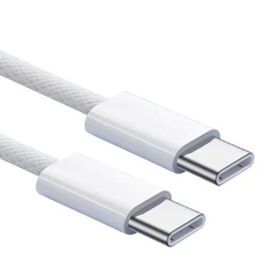 Imagem de Cabo USB para USB-C 60W Turbo 1 Metro Tipo C Carregamento Rápido Cabo Tipo C para Tipo C Transferência de Dados Nylon Trançado Homologado ANATEL Branco