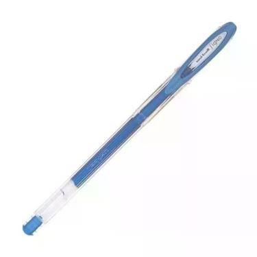 Imagem de Caneta Gel Signo Noble Metal Azul Ponta 0,8MM com Corpo e Tinta Prateados Metalizados Escrita Rápida 1 Unidade Azul