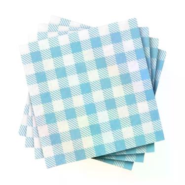 Imagem de Guardanapo de Papel Xadrez Azul Claro 30cm X 31cm com 50 Unidades Flip