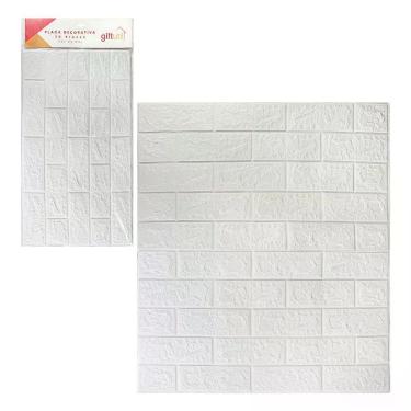 Imagem de Placa Decorativa Papel De Parede Texturizado Branco 70x77cm