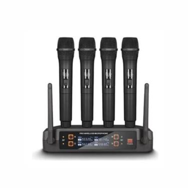 Imagem de Kit 4 Microfone Sem Fio Profissional Uhf Led Com Receptor Ec