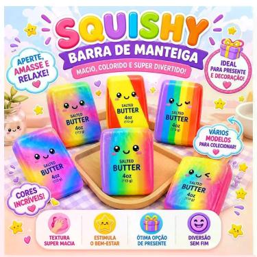 Imagem de Brinquedo Squishy Butter Salted Design Criativo em Formato de Barra de Manteiga Colorido Surpresa
