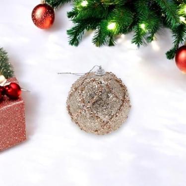 Imagem de Generic 1 peça de enfeites de bolas de Natal redondas com lantejoulas grandes bolas de espuma champanhe 8 cm