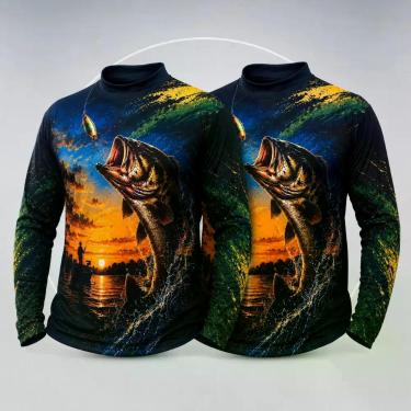 Imagem de Kit 2UN Camisa Pescaria Proteção Solar UV Camiseta Pesca Tucunaré Dour