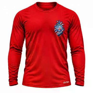 Imagem de Camisa Uv +50 Bahia Torcedor Coração Tricolor cor:VermelhoTamanho:G1 -
