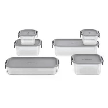 Imagem de Potes Herméticos de Plástico Electrolux Cinza 6 Unidades Empilháveis Modulares