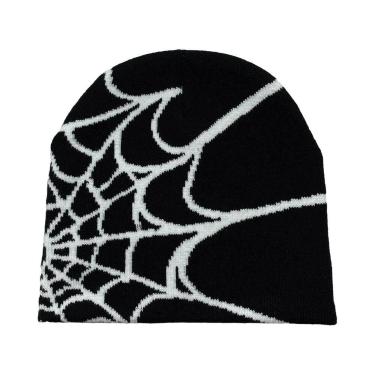 Imagem de Gorro Unissex Y2K De Tricô Com Teia De Aranha Para Quatro Estações, Mo