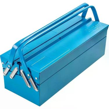 Imagem de Caixa Metálica Sanfonada para Ferramentas 500mm X 200mm X 245mm Azul para Armazenar e Transportar Tramontina