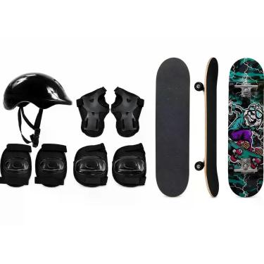 Imagem de Skate Infantil Radical Estampado Montado 78cm Jrtoys Forte Preto Estam
