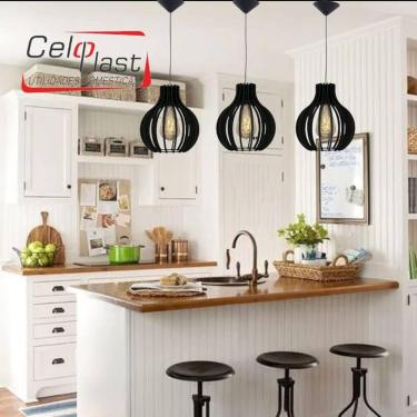 Imagem de Kit com 2 Lustres/Pendentes de Teto em MDF Coquinho para área gourmet,