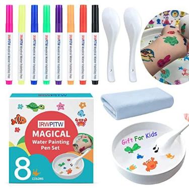 Imagem de IRWPITW Magic Drawing Pen Bundle, 8 Colors Magical Water Painting Pens for Kids, Kiddies Create Magic Pen Floating Ink Drawings Set with Spoons and Towel, Tattoo Water Marker Gifts for Boys and Girls