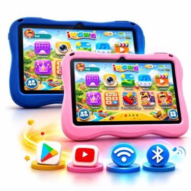 Imagem de Tablet Infantil 7 Android 15 8GB RAM 128GB WiFi, Capa Protetora, Controle Parental, Jogos Educativos (Azul.)