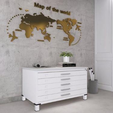 Imagem de Mapoteca Mont 5 Gavetas 71,3cm x 120,4cm Aço Branco - Pandin Móveis