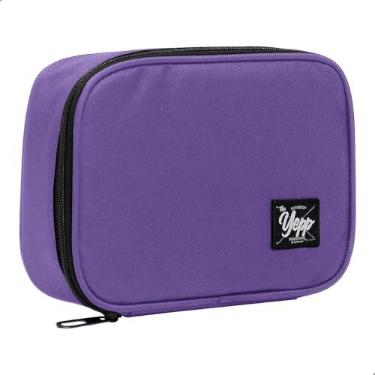Imagem de Estojo Box Escolar Grande Porta Lapis Nylon 100 Pens 22x16x6cm Laterais Estruturadas Forrado Yepp EST12041 (Lilas)