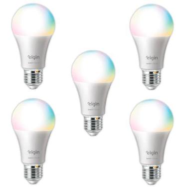 Imagem de Lâmpada Inteligente RGB 10W Elgin Smart Color – Kit com 5 Unidades WiFi, Alexa e Google Home