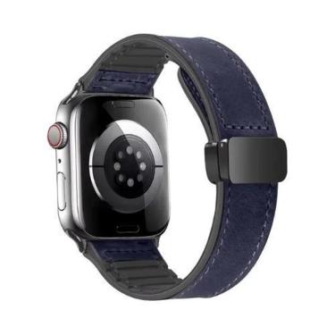 Imagem de Pulseira De Couro Magnética Para Apple Watch De 49mm 44 45 42mm 40 46 